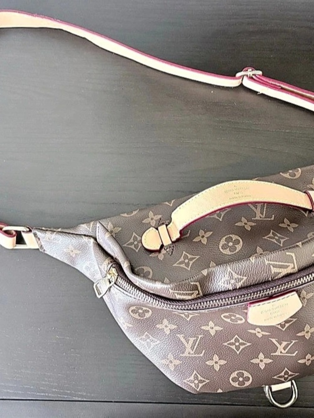 Inspired Bumbag Khaki Crossbody Bag Brown & Pink